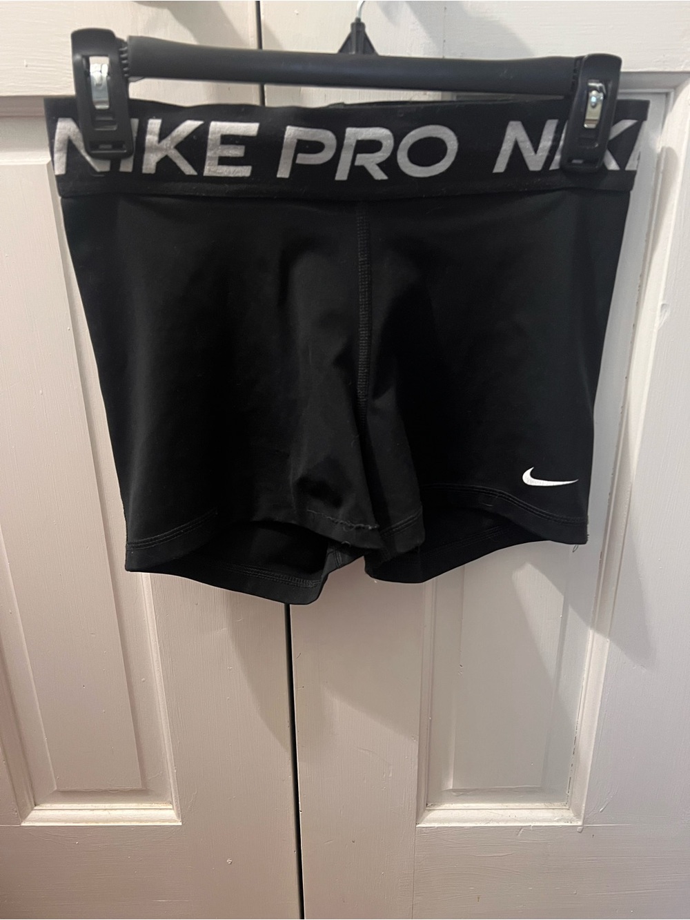 Nike Pro Black Women's Performance Bike Shorts with White Logo